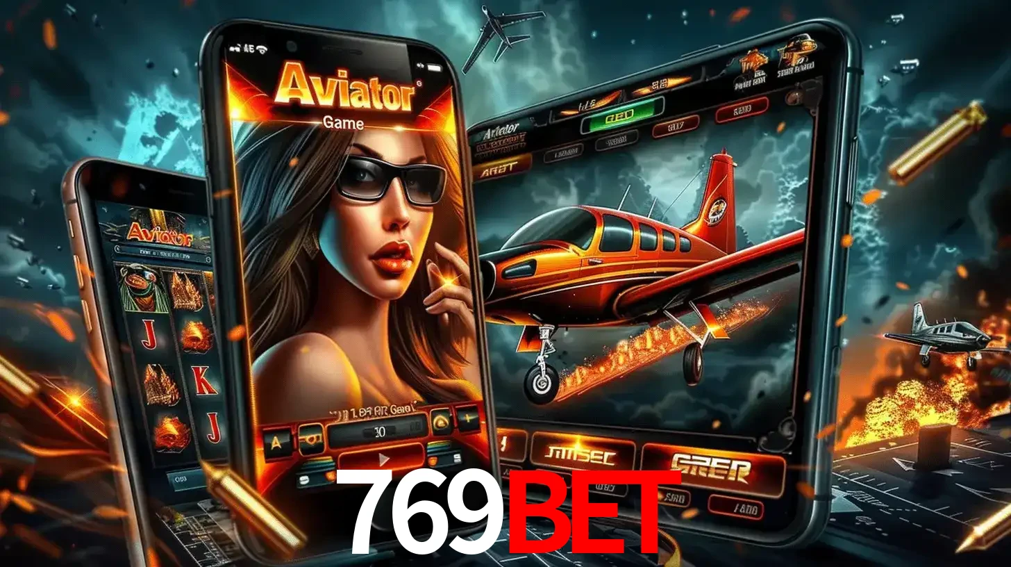 O popular jogo de apostas Aviator exibido em vários celulares e tablets, mostrando a interface emocionante e a ação de voo disponíveis para jogar agora no 769bet.