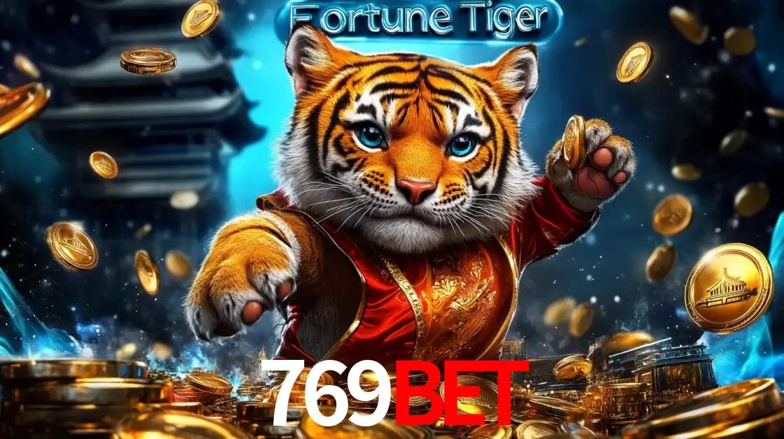 Imagem promocional do jogo de slot Fortune Tiger, com um tigre majestoso em traje tradicional cercado por uma fortuna em moedas de ouro, disponível agora no cassino 769bet.